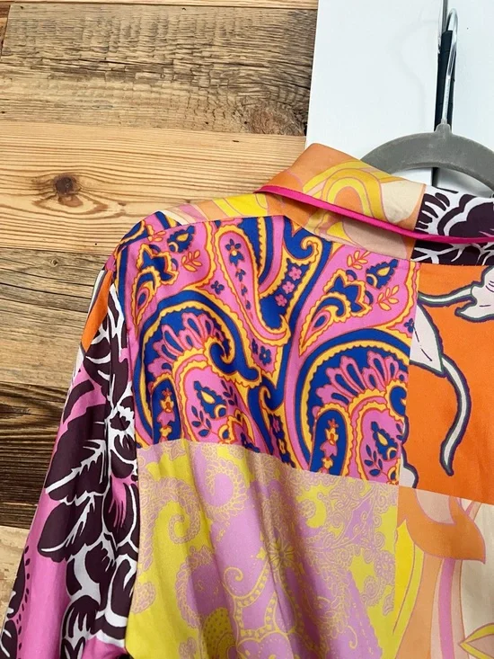 Zara Belted Multicolor Printed Kimono Jacket XS Oversized - Picture 6 of 8